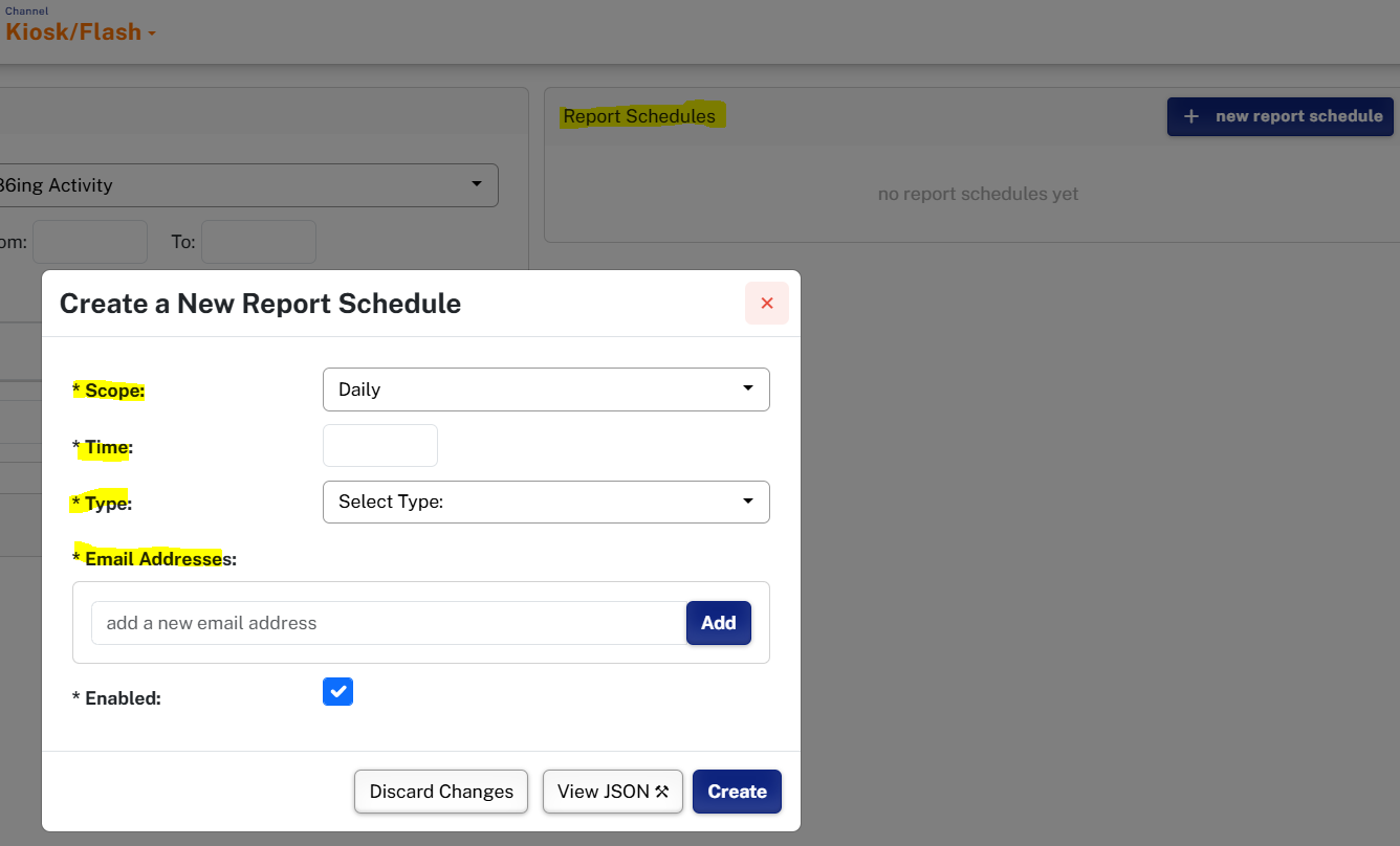 Generating One-Time Reports & Setting up Report Schedules – Bite Kiosk